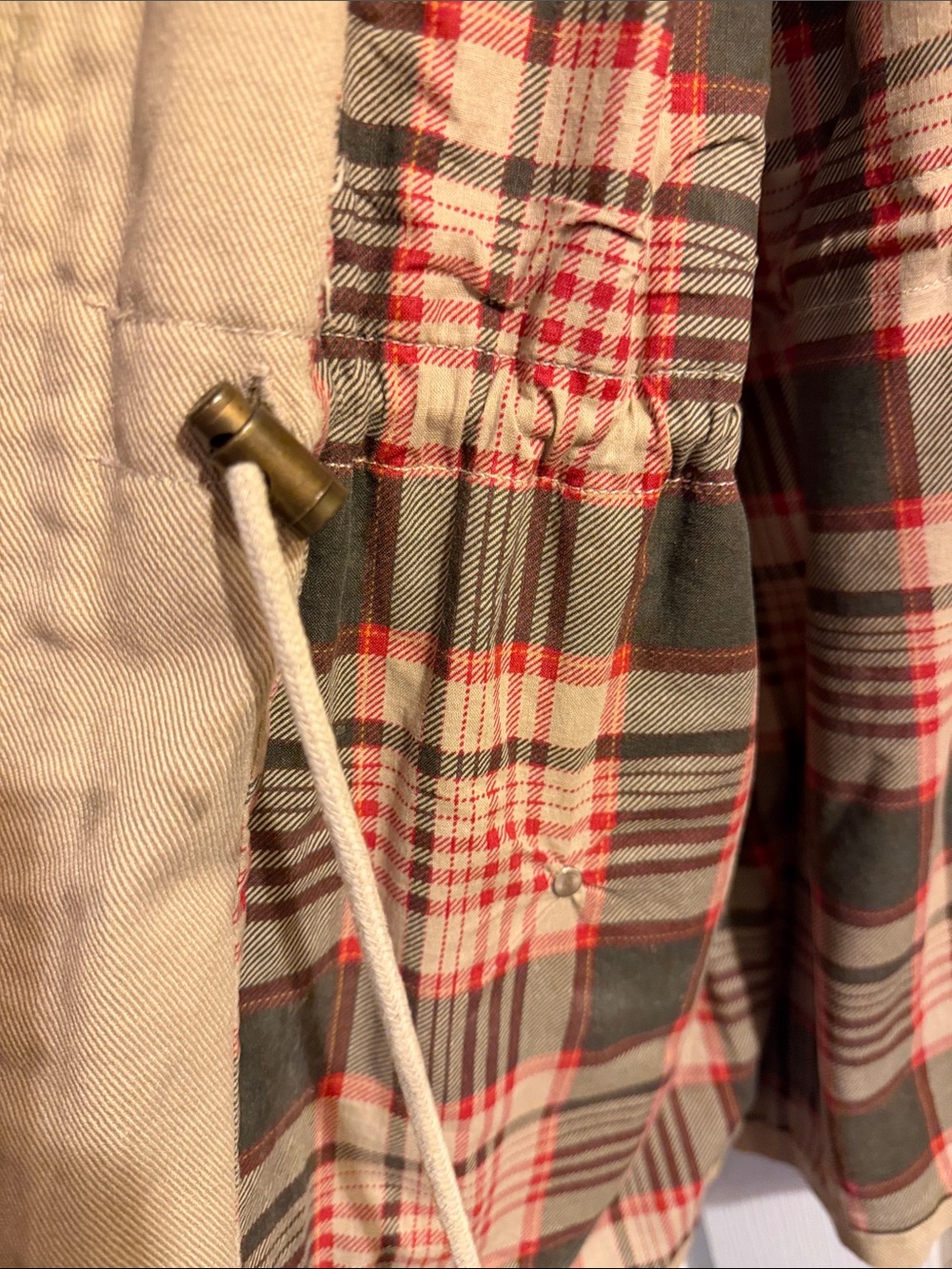Denim&Co Khaki Field Jacket with Brown Corduroy Collar - Picture 2 of 7